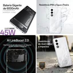 Smartphone OPPO A5 256GB 6GB RAM Bateria 6000mAh 45W 50MP AI Câmera BRANCO — imagem 2