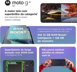 Smartphone Motorola Moto g35 5G - 128GB 12GB (4GB RAM+8GB Ram Boost) e Camera — imagem 3
