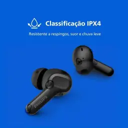 PHILIPS, Fone de Ouvido Sem Fio TWS, TAT1109BK/00, Bluetooth, Com Microfone — imagem 4