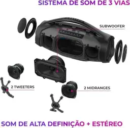 Caixa de Som Boombox Plus AIWA BBS-01-B 200W Bluetooth 5.3-200W RMS - 30 Horas — imagem 4