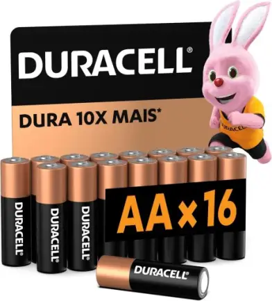 Duracell Pilha Alcalina AA Pequena Com 16 Unidades – Dura até 10x Mais – Ideal