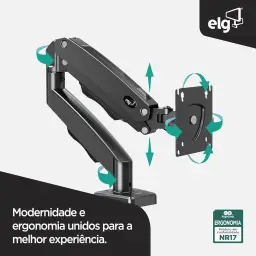 ELG, F80N, Suporte Articulado de Mesa, Pistão a Gás, Design Compacto e Retrátil — imagem 5