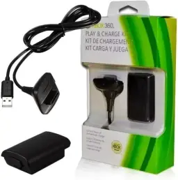 Bateria Para Controle Xbox 360 Com Cabo E Carregador Preto — imagem 1