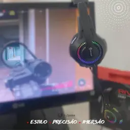 Fone De Ouvido Headset Gamer Luz Led RGB Compatível com Computador, Celular — imagem 4