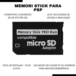 Adaptador De Cartão Para Psp Suporta Até 256gb Micro SD Memory Stick Ms Psp — imagem 6