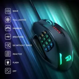 Redragon Mouse M908 Impact RGB LED MMO com botões laterais Mouse para jogos com — imagem 9