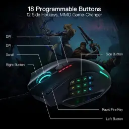 Redragon Mouse M908 Impact RGB LED MMO com botões laterais Mouse para jogos com — imagem 4