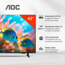 Smart TV 43" LCD LED AOC 43S5155/78G - Wi-Fi DLED FHD, Quad Core, HDMI USB — imagem 8