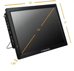 TV LED de 14 polegadas recarregável portátil traxônico com HDMI, SD/MMC, USB — imagem 3