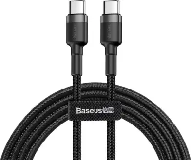 Cabo de 2 metros de Nylon BASEUS Turbo tipo C P/tipo C 60wats 3amp Cor Preto