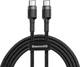 Cabo de 2 metros de Nylon BASEUS Turbo tipo C P/tipo C 60wats 3amp Cor Preto — imagem 1