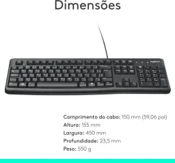 Teclado com fio USB Logitech K120, Resistente à Respingos — imagem 8