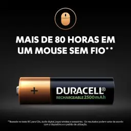 Duracell Pilha Recarregável AA 2500mAh Pequena Com 4 Unidades – Ideal para — imagem 4
