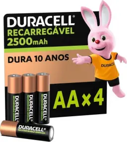 Duracell Pilha Recarregável AA 2500mAh Pequena Com 4 Unidades – Ideal para — imagem 1
