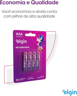 Pilha recarregável AAA 1000mAh Elgin com 4 unidades Palito — imagem 6