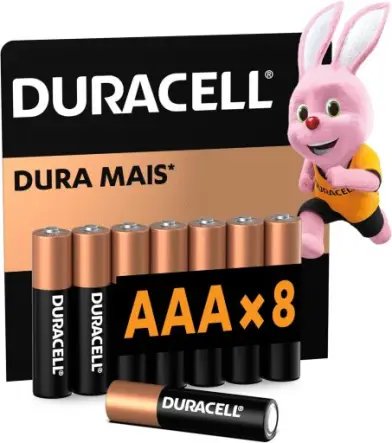 Duracell Pilhas Alcalinas AAA Palito Pack 8 Unidades – Dura Mais – Ideal para