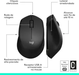 Mouse Sem Fio Logitech M330 SILENT com Clique Silencioso, Design Destro — imagem 9