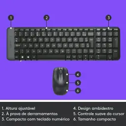 Combo Teclado e Mouse sem fio Logitech MK220 com Design Compacto, Conexão USB — imagem 6