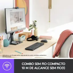 Combo Teclado e Mouse sem fio Logitech MK220 com Design Compacto, Conexão USB — imagem 2