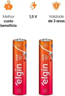 Caixa de Pilha AAA com 40 unidades Elgin Palito - Tubo, Zinco — imagem 4