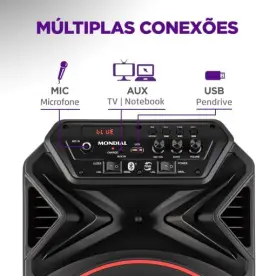 MONDIAL Caixa Amplificada Connect Partyplus, Preto, 250W RMS, Bivolt - CM-250 — imagem 3