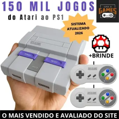 Mini Console Retro Super Nintendo com 150 mil jogos + 2 Controles Super 3D Games