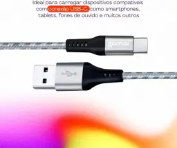 Geonav Cabo USB-C (tipo C) para USB, carregamento rápido, nylon trançado, 1,5MT — imagem 3