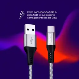 Geonav Cabo USB-C (tipo C) para USB, carregamento rápido, nylon trançado, 1,5MT — imagem 2