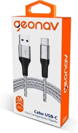 Geonav Cabo USB-C (tipo C) para USB, carregamento rápido, nylon trançado, 1,5MT — imagem 8