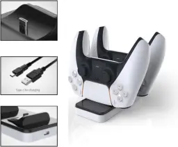 Carregador Duplo Para Controle Ps5 Suporte Carregamento Rápido Dualsense — imagem 5