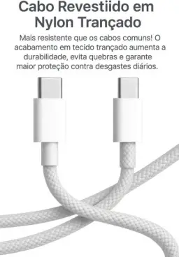 Cabo USB-C Turbo 2 Metros Tipo C 60W Nylon Trançado e Reforçado Compativel Com — imagem 4