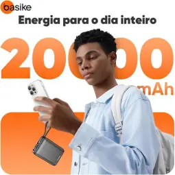 Basike Carregador Portátil, Power Bank 20000mAh com Cabos Integrados — imagem 7