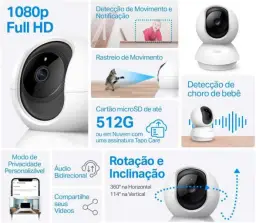 Camera de Segurança Wi-Fi 360º, 1080p Full HD TP-Link Tapo C200, Visão Noturna — imagem 2