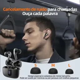 Fone de Ouvido Sem Fio Bluetooth, 40 Horas de Reprodução com Display LED — imagem 9