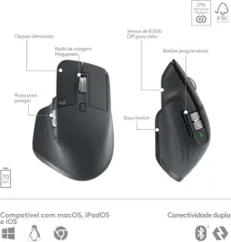 Combo Teclado e Mouse Sem Fio MX Keys S com Apoio para as Mãos — imagem 7