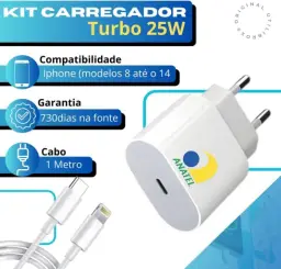 Carregador 25w Turbo Para iPhone 8 X Xr 11 12 13 14 Pro Max Fonte Usb C — imagem 2