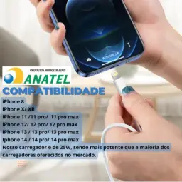 Carregador 25w Turbo Para iPhone 8 X Xr 11 12 13 14 Pro Max Fonte Usb C — imagem 5