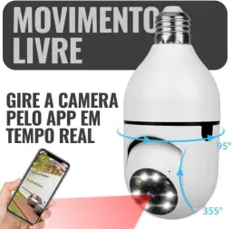 Câmera Segurança Lâmpada Ip Wifi 360° Full HD Yoosee Inteligente Prova D'água — imagem 2