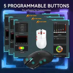 Mouse Gamer ATTACK SHARK X11 Sem Fio Tri-Mode (2.4G/Bluetooth/USB) Com Base RGB — imagem 4