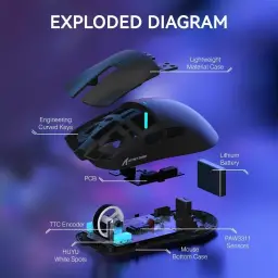 Mouse Gamer ATTACK SHARK X11 Sem Fio Tri-Mode (2.4G/Bluetooth/USB) Com Base RGB — imagem 6