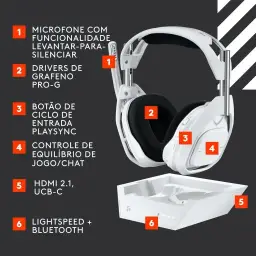 Headset Gamer Sem Fio Logitech G Astro A50 X LIGHTSPEED + Base Station — imagem 6