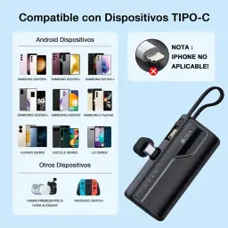 Power Bank Bateria Portátil 1Hora, Preto, Carga Rápida — imagem 2