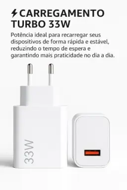 Carregador Turbo Tipo C 33W Com Carregamento Rápido Com Cabo Tipo C Compatível — imagem 2