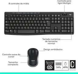 Combo Teclado e Mouse sem fio Logitech MK270 com Teclas de Mídia de Fácil — imagem 7