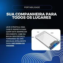 Case para HD transparente, Usb 3.0, transmissão 6gbps, Sata 2.5", Hhd ou Ssd — imagem 4