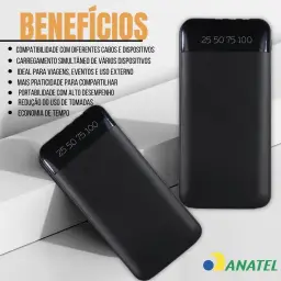 Carregador Portátil Power Bank Universal 10000mAh 3 Cabos Integrados Design — imagem 7