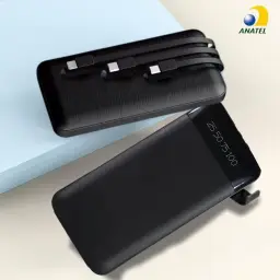Carregador Portátil Power Bank Universal 10000mAh 3 Cabos Integrados Design — imagem 6