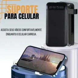 Carregador Portátil Power Bank Universal 10000mAh 3 Cabos Integrados Design — imagem 5