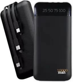 Carregador Portátil Power Bank Universal 10000mAh 3 Cabos Integrados Design — imagem 1
