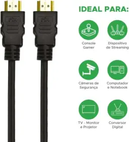 PIX Cabo Hdmi 2.0 4K Hdr 19P 2M Pix Gold, Preto — imagem 6